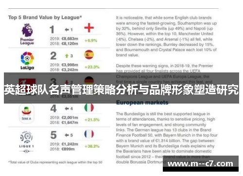 英超球队名声管理策略分析与品牌形象塑造研究