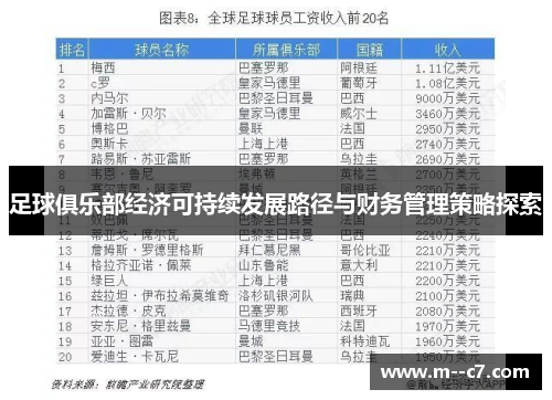 足球俱乐部经济可持续发展路径与财务管理策略探索